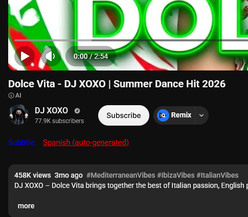 Public YouTube example. Another AI-generated production hundreds of thousands of views.